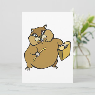 Brauner Cartoon-Hamster mit Käse Einladung