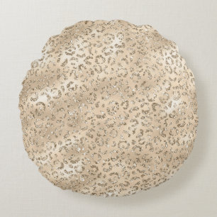 Brauner Cheetah Leopard Hautbild Tier Rundes Kissen