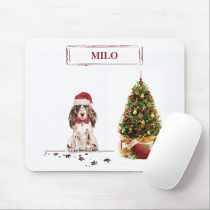Brauner Cocker Spaniel Lustiger Weihnachtshund mit Mousepad