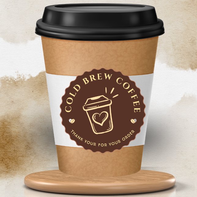 Brauner Cold Brew Kaffee personalisierte Branding  Runder Aufkleber (Von Creator hochgeladen)