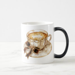 Brauner Coquette-Hot-Coffee-Illustration Verwandlungstasse