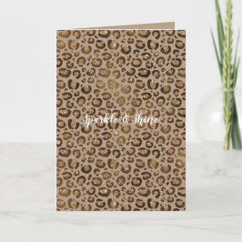 Brauner Cream Leopard Animal Print Glitzer Karte