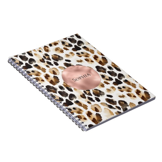Brauner Cream Leopard Animal Rose Gold Glam Notizblock (Rechte Seite)