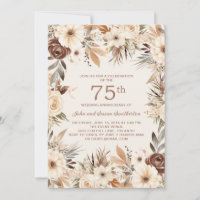 Brauner Cream Watercolor Floral 75 Jahre