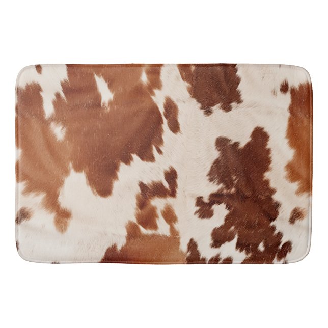 Brauner Creme Cowhide Western Badematte (Vorderseite)