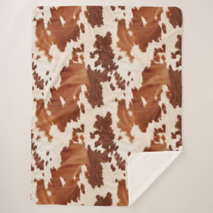 Brauner Creme Cowhide Western Sherpadecke
