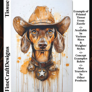 Brauner Dachshund Cowboy Sheriff Hund DP1 Découpag Seidenpapier