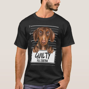 Brauner Dachshund-Mugshot schuldig Hund T-Shirt