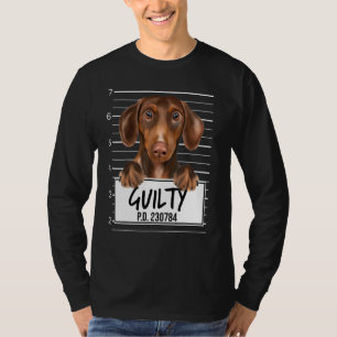 Brauner Dachshund-Mugshot schuldig Hund T-Shirt