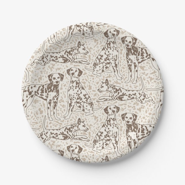 Brauner Dalmatiner Hundemarke Pappteller (Vorderseite)