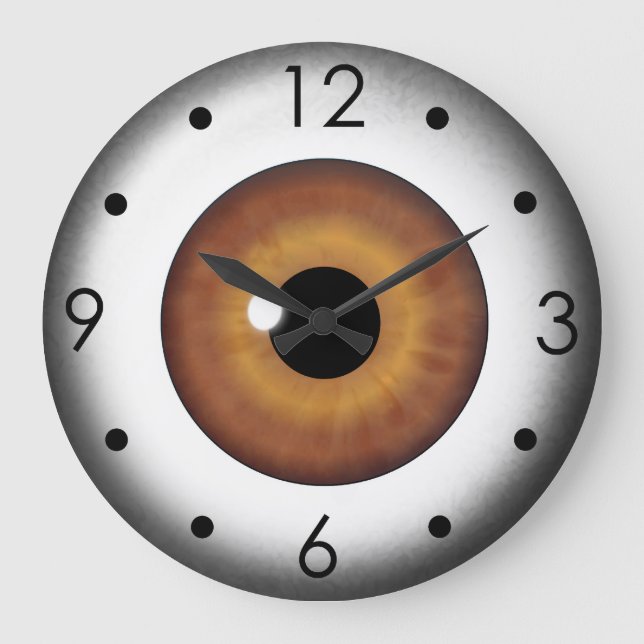 Brauner Eyeball Iris Eye Custom Large Round Clock Große Wanduhr (Vorderseite)