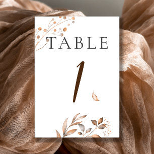 Brauner Fall in Liebe Herbstdutenhochzeit Tischnummer