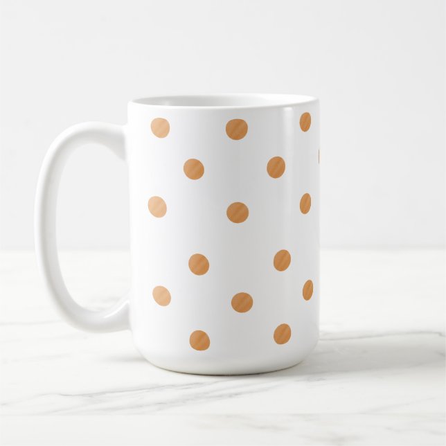 Brauner Farbstreifen-Polka-Punkt Kaffeetasse (Links)