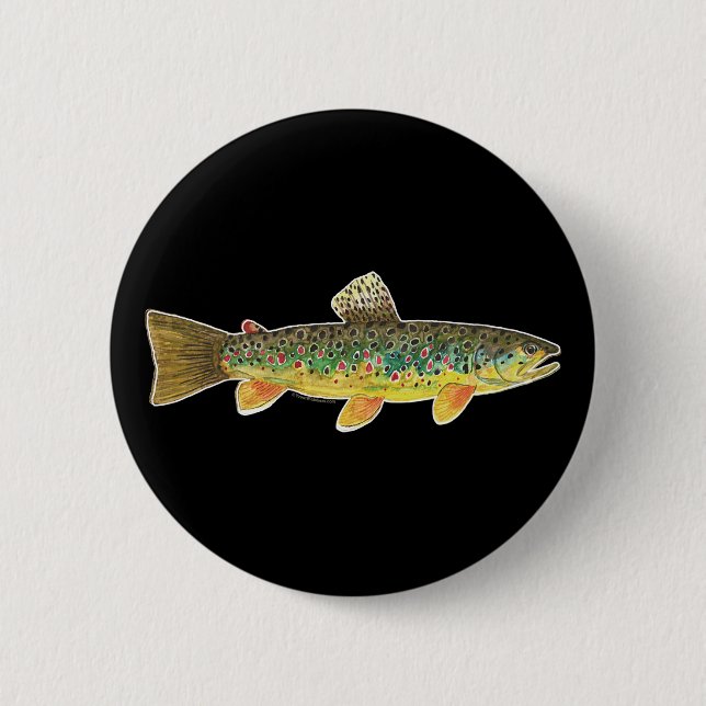 Brauner Forellenfisch Angeln Ichthyologie Button (Vorderseite)