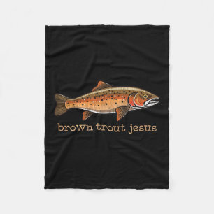 Brauner Forellenfisch Fischfang Spaß Joke Fleecedecke