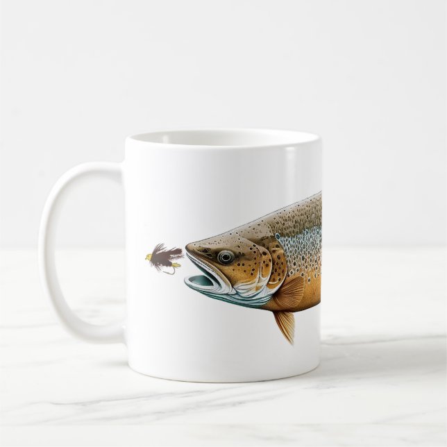 Brauner Forellenfisch Kaffeetasse (Links)