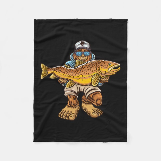 Brauner Forellenfluss Fischerei Bigfoot Jagd Fisch Fleecedecke (Vorderseite)