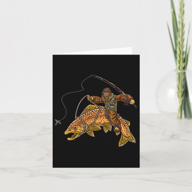 Brauner Forellenfluss Fischerei Bigfoot Jagd Fisch Karte (Vorderseite)