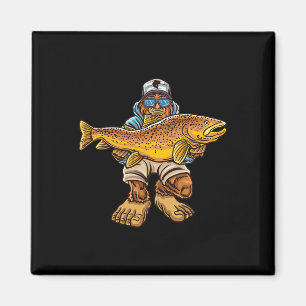 Brauner Forellenfluss Fischerei Bigfoot Jagd Fisch Magnet
