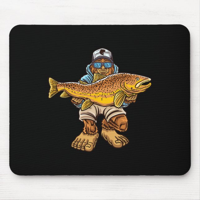 Brauner Forellenfluss Fischerei Bigfoot Jagd Fisch Mousepad (Vorne)
