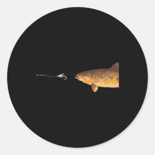 Brauner Forellenhahn Fischer Angler Men Wome Runder Aufkleber