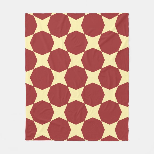 Brauner Gelber Kreislauf Hexagon Art-Deko Retro Mu Fleecedecke (Vorderseite)