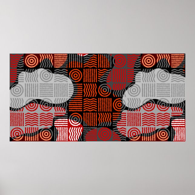 Brauner geometrischer Hintergrund des Stammes in B Poster (Vorne)