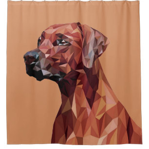 Brauner geometrischer Hund auf Braun Duschvorhang