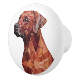 Brauner geometrischer Hund Keramikknauf