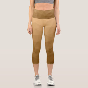 Brauner geometrischer Maschenmuster-Dreiecke Capri Leggings