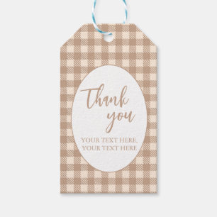 Brauner Gingham-Preppy-Farmer-Markt Geschenkanhänger