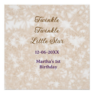 Brauner Glitter-Sternchen Geburtstag Twinkle Twink Poster