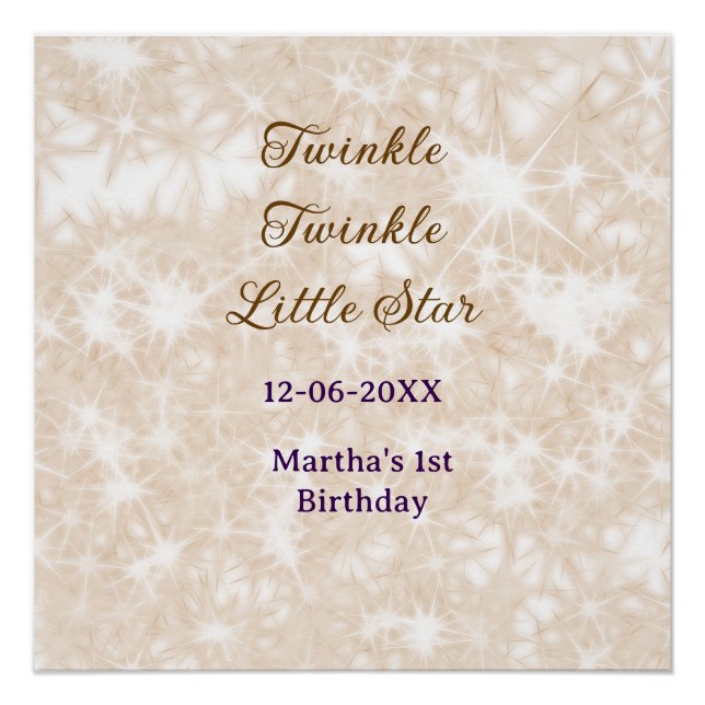 Brauner Glitter-Sternchen Geburtstag Twinkle Twink Poster (Vorderseite)