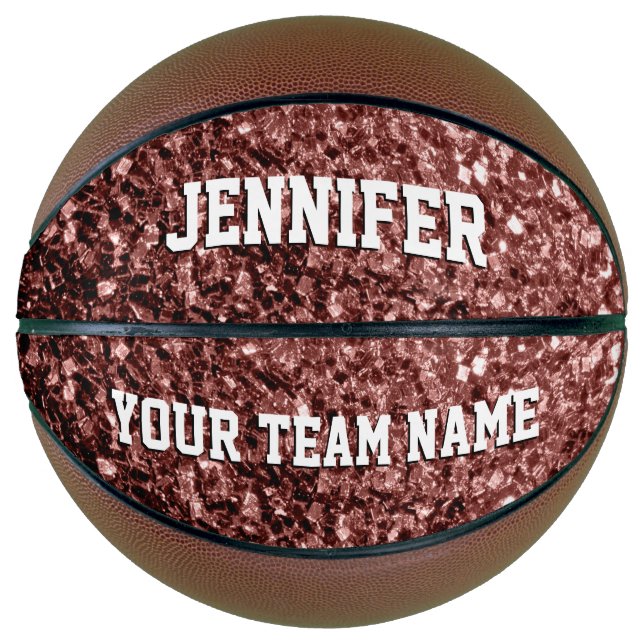 Brauner Glitzer Glitzern Ihr Name Team Basketball (Vorderseite)