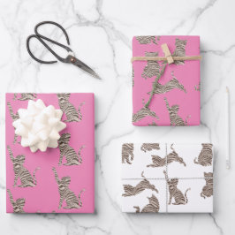 Brauner Glitzer Streifen Geschenkpapier Set
