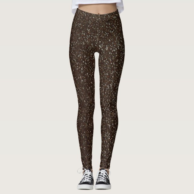 Brauner Glitzer Textur Leggings (Vorderseite)