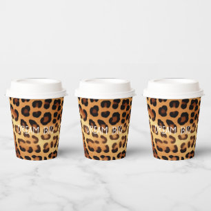 Brauner Goldener Leopard Pappbecher