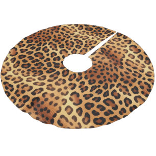 Brauner Goldener Leopard Polyester Weihnachtsbaumdecke