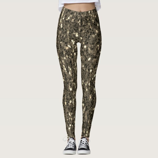 Brauner Goldfisch Glitzern Imitate Glitzer Leggings (Vorderseite)