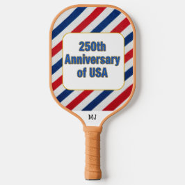 Brauner Griff 250. USA-Jubiläum Spieler Initialen Pickleball Schläger