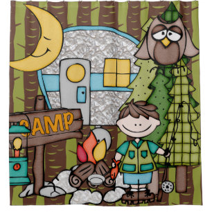 Brauner Haarboy Outdoor Camping Angelurlaub Duschvorhang