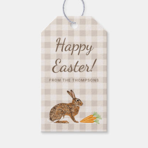 Brauner Hase Kaninchen und Karotten Frohe Ostern B Geschenkanhänger
