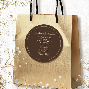 Brauner Hintergrund Warmer Beiger Gold Schrift Dan Runder Aufkleber