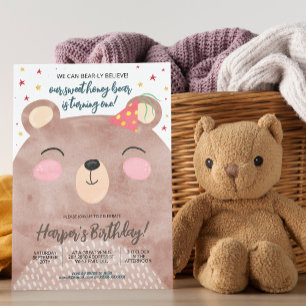 Brauner Honigbär Geburtstag  Einladung