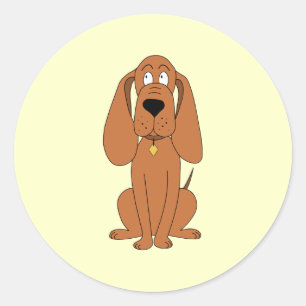 Brauner Hund. Hound Cartoon mit Collar. Runder Aufkleber