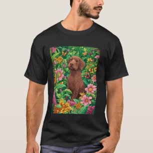 Brauner Hund in lebendiger Blumen-Garten-Kunst T-Shirt