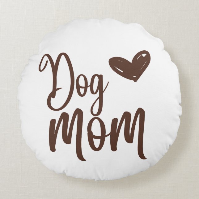 Brauner Hund Mama Rundkissen Rundes Kissen (Vorderseite)