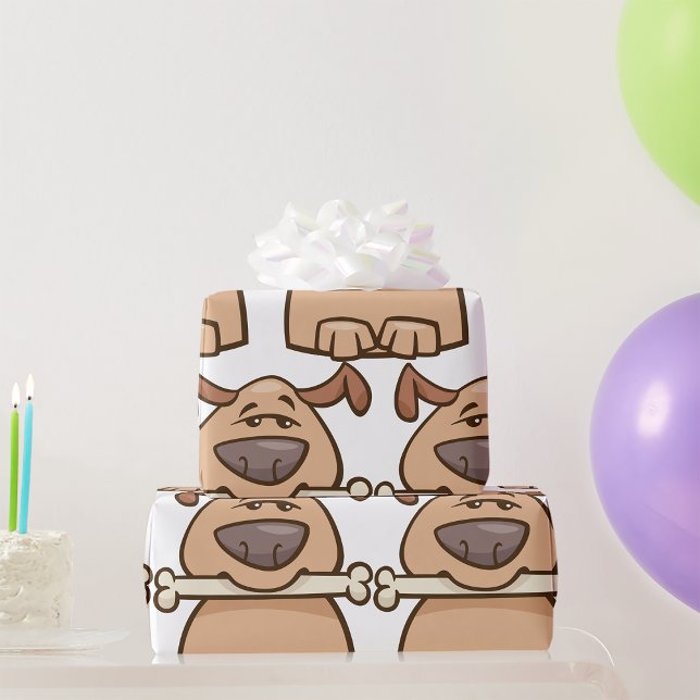 Brauner Hund mit einem Knochenwaschpapier Geschenkpapier (Von Creator hochgeladen)