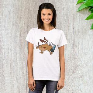 Brauner Hund mit Glass T-Shirt