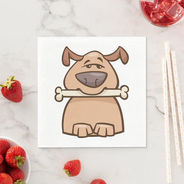 Brauner Hund mit Knochen-Napkins Serviette (Von Creator hochgeladen)